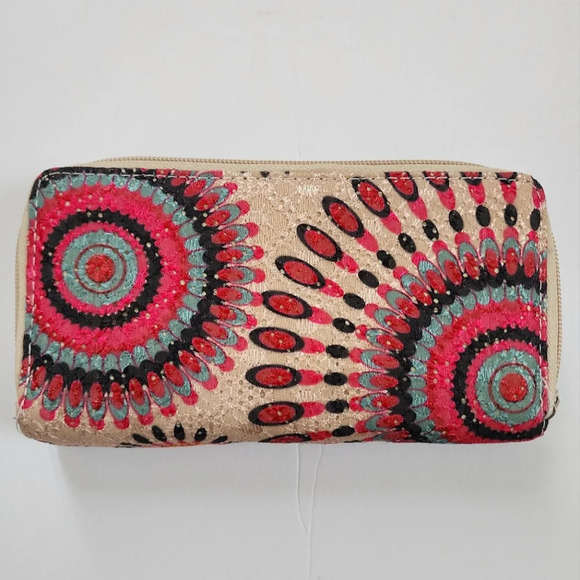 Source Unknown Handbags - Peacock Strut Multicolored Zip Around Wallet Credit Card Organizer By 2 Chic